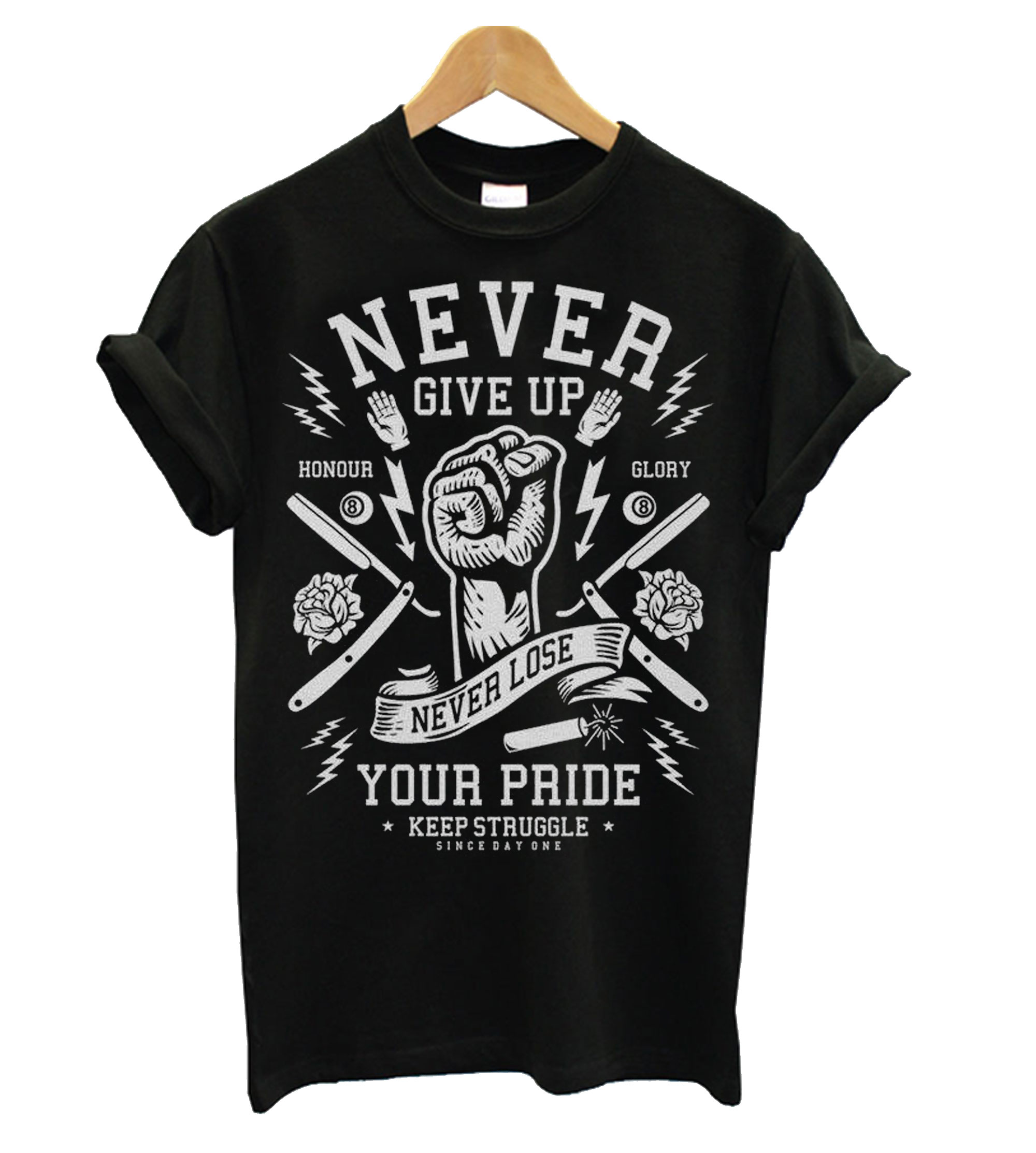 shirt never give up