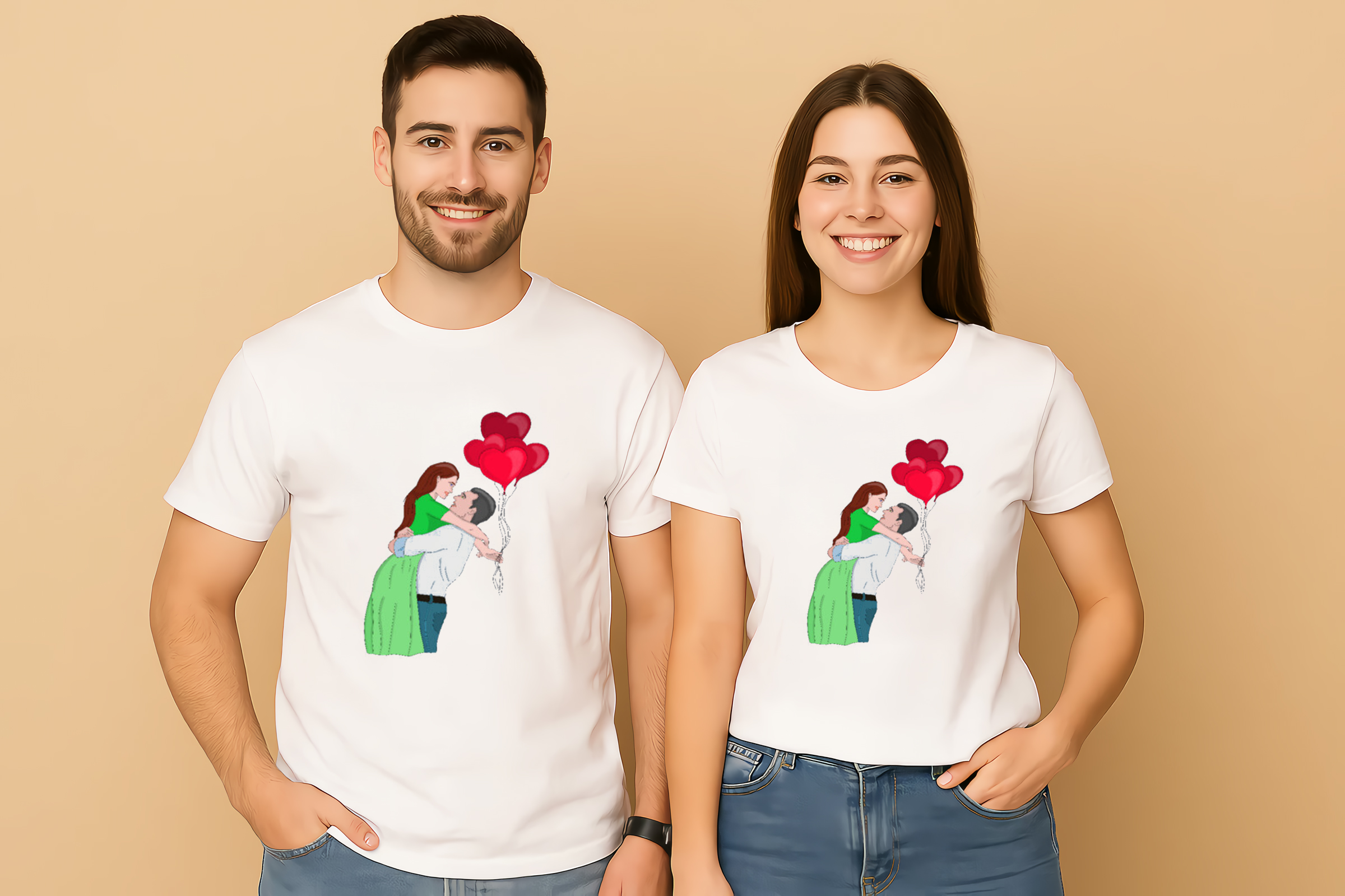 Holding Balloons Couple T-Shirt