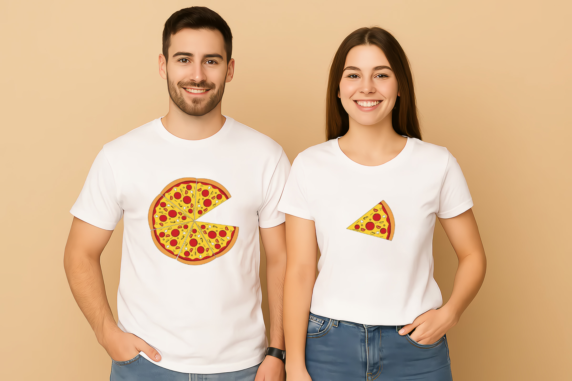 Pizza Theme Couple T-Shirt