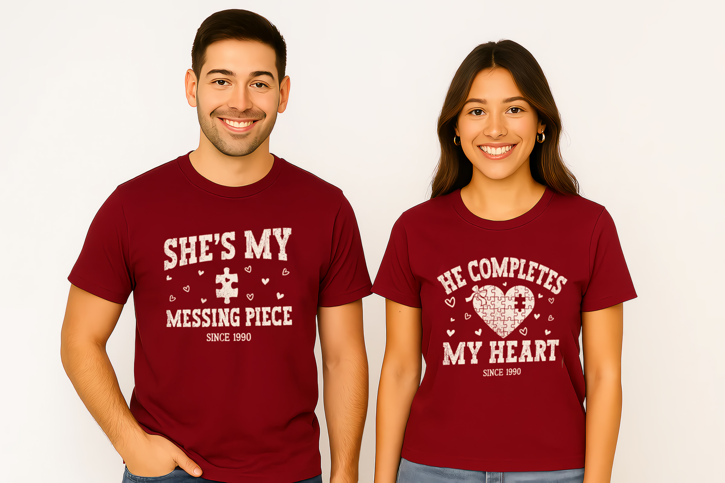 Valentine Puzzle Heart Couple T-Shirt