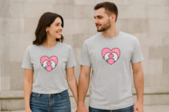 Cat Paws Heart Couple T-Shirt