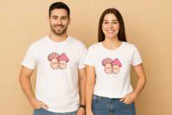 Cute Hugging Mushroom Couple T-Shirt