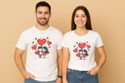Red Heart Balloons Couple T-Shirt