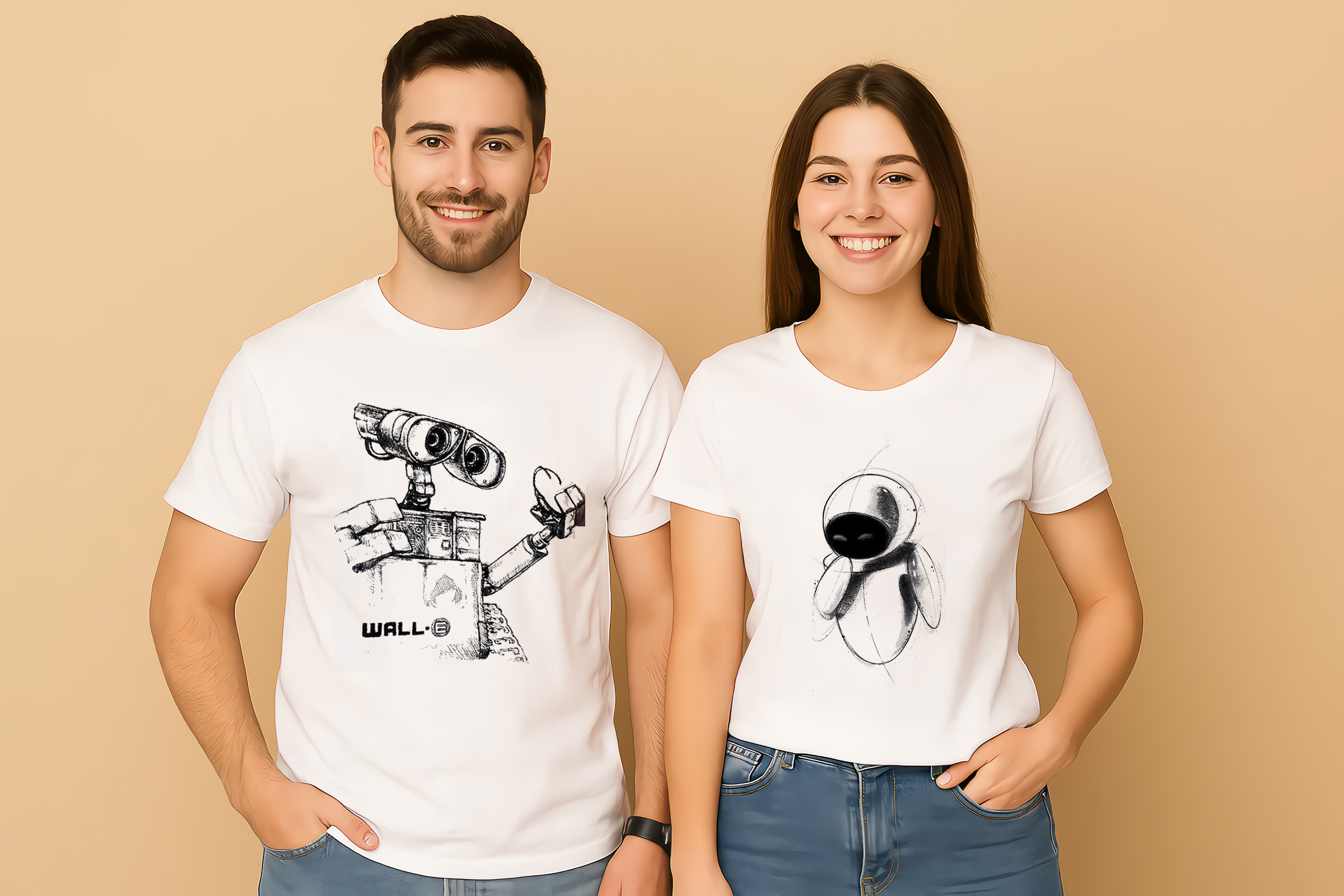 Pixar Wall-E And Eve Couple T-Shirt