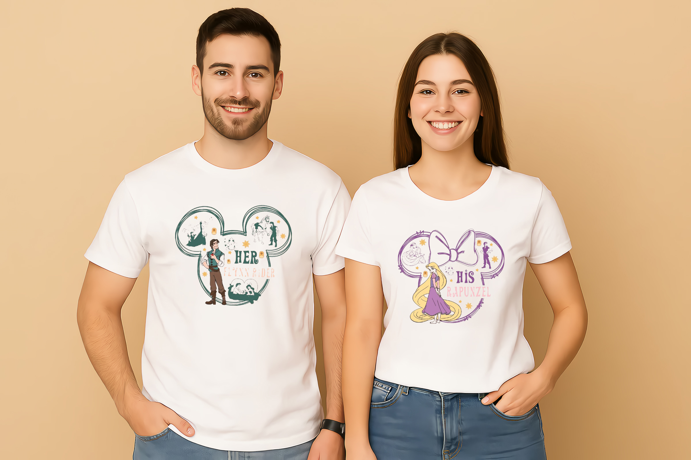 Rapunzel and Flynn Rider Couple T-Shirt